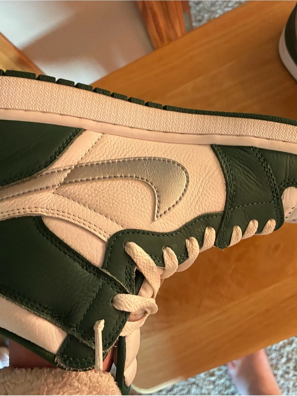 Nike Air Jordan 1 High Top Sneakers - Green, White & Silver